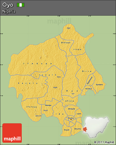 Savanna Style Map of Oyo, single color outside