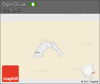 Classic Style 3D Map of Ogo-Oluw, single color outside
