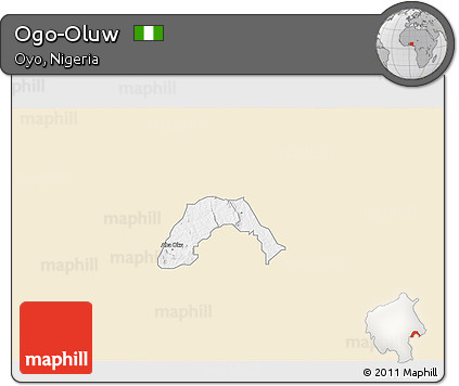 Classic Style 3D Map of Ogo-Oluw, single color outside