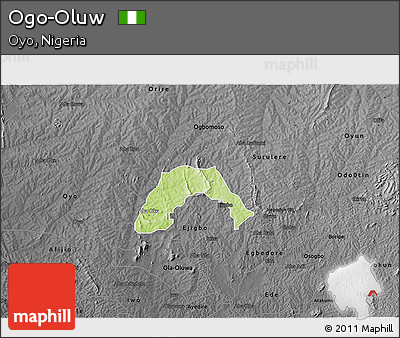 Physical 3D Map of Ogo-Oluw, darken, desaturated