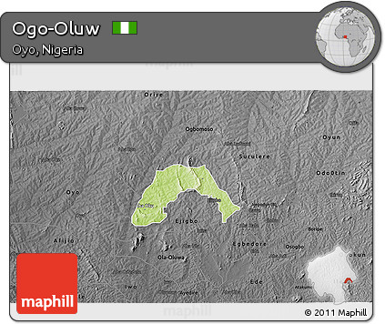 Physical 3D Map of Ogo-Oluw, darken, desaturated