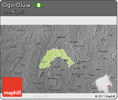 Physical 3D Map of Ogo-Oluw, darken, desaturated