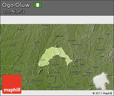 Physical 3D Map of Ogo-Oluw, darken