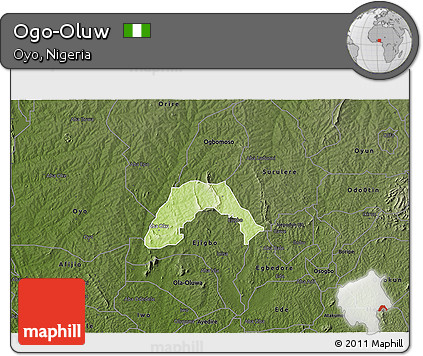 Physical 3D Map of Ogo-Oluw, darken