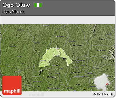 Physical 3D Map of Ogo-Oluw, darken