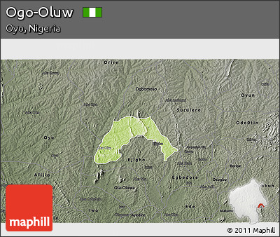 Physical 3D Map of Ogo-Oluw, darken, semi-desaturated