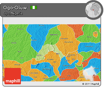 Physical 3D Map of Ogo-Oluw, political outside