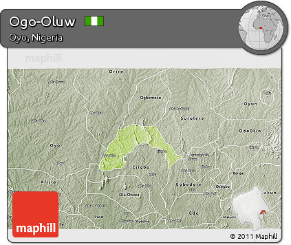 Physical 3D Map of Ogo-Oluw, semi-desaturated