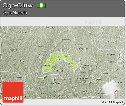 Physical 3D Map of Ogo-Oluw, semi-desaturated