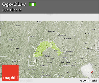 Physical 3D Map of Ogo-Oluw, semi-desaturated