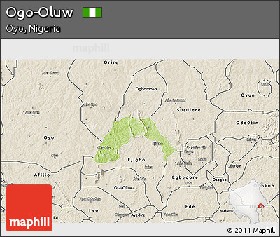 Physical 3D Map of Ogo-Oluw, shaded relief outside
