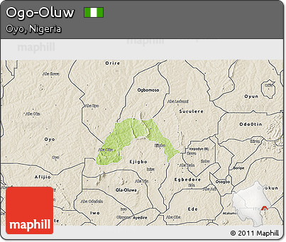 Physical 3D Map of Ogo-Oluw, shaded relief outside