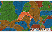 Political 3D Map of Ogo-Oluw, darken