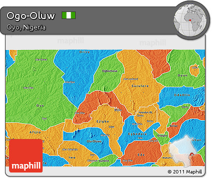Political 3D Map of Ogo-Oluw