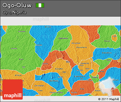Political 3D Map of Ogo-Oluw