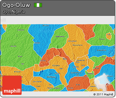 Political 3D Map of Ogo-Oluw