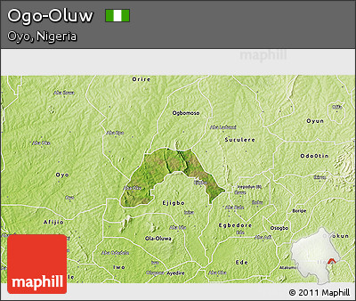 Satellite 3D Map of Ogo-Oluw, physical outside