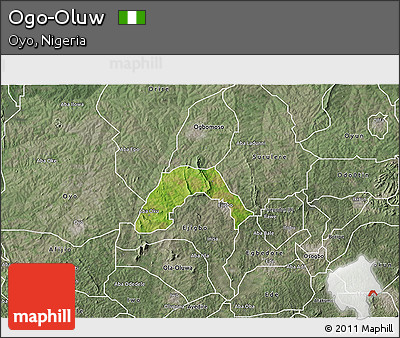 Satellite 3D Map of Ogo-Oluw, semi-desaturated
