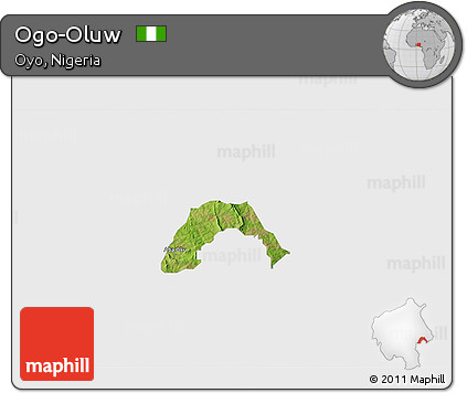 Satellite 3D Map of Ogo-Oluw, single color outside