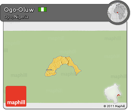 Savanna Style 3D Map of Ogo-Oluw, single color outside