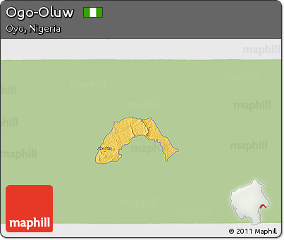 Savanna Style 3D Map of Ogo-Oluw, single color outside