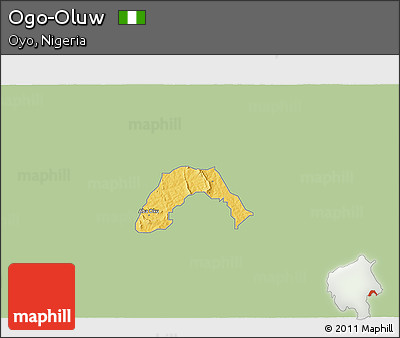 Savanna Style 3D Map of Ogo-Oluw, single color outside