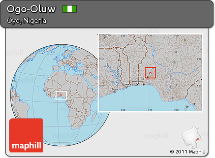 Gray Location Map of Ogo-Oluw
