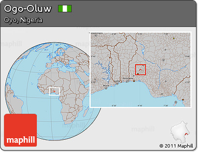 Gray Location Map of Ogo-Oluw
