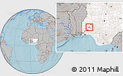 Gray Location Map of Ogo-Oluw, highlighted country, hill shading