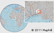 Gray Location Map of Ogo-Oluw, highlighted parent region, hill shading