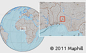 Gray Location Map of Ogo-Oluw, hill shading