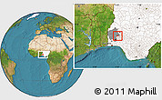 Satellite Location Map of Ogo-Oluw, highlighted country, highlighted parent region