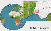 Satellite Location Map of Ogo-Oluw, highlighted country