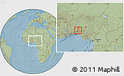 Savanna Style Location Map of Ogo-Oluw, within the entire country, hill shading
