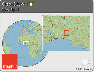 Savanna Style Location Map of Ogo-Oluw