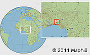 Savanna Style Location Map of Ogo-Oluw, highlighted parent region, within the entire country