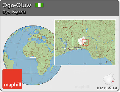 Savanna Style Location Map of Ogo-Oluw, highlighted parent region