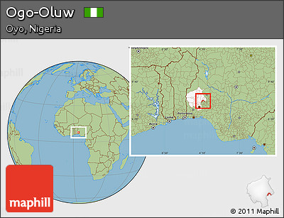 Savanna Style Location Map of Ogo-Oluw, highlighted parent region