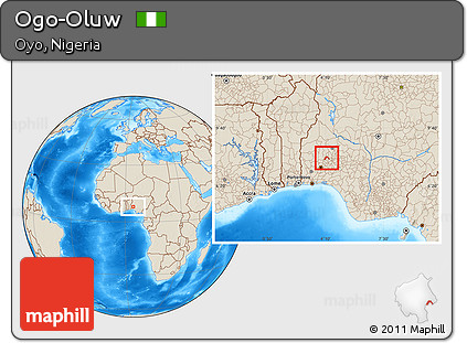Shaded Relief Location Map of Ogo-Oluw