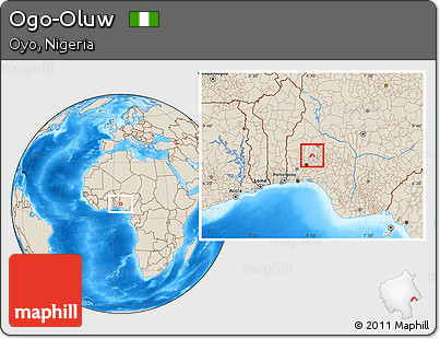 Shaded Relief Location Map of Ogo-Oluw