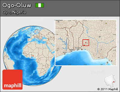Shaded Relief Location Map of Ogo-Oluw