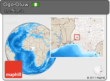 Shaded Relief Location Map of Ogo-Oluw, highlighted country