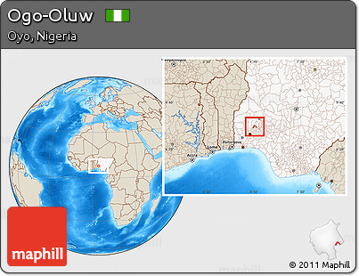 Shaded Relief Location Map of Ogo-Oluw, highlighted country