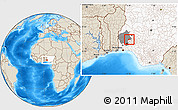 Shaded Relief Location Map of Ogo-Oluw, highlighted country, highlighted parent region