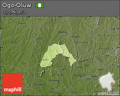 Physical Map of Ogo-Oluw, darken