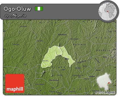 Physical Map of Ogo-Oluw, darken