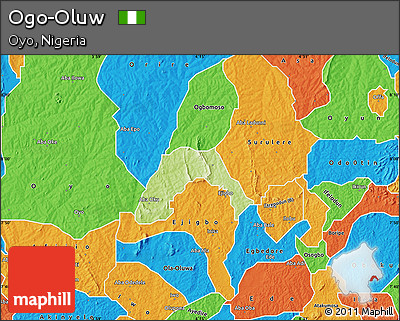 Physical Map of Ogo-Oluw, political outside