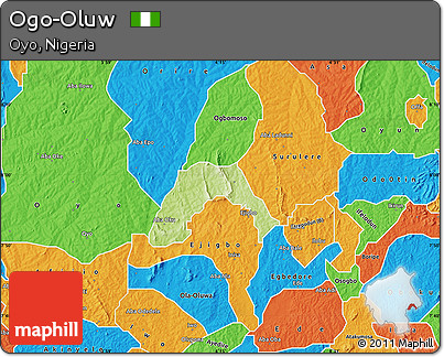 Physical Map of Ogo-Oluw, political outside