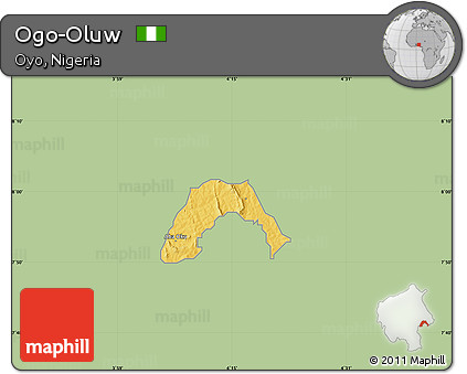 Savanna Style Map of Ogo-Oluw, single color outside