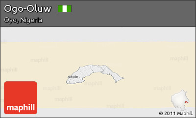 Classic Style Panoramic Map of Ogo-Oluw, single color outside